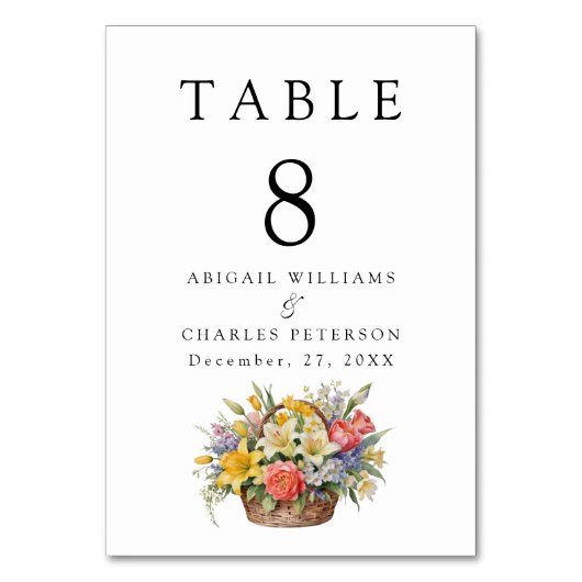 Elegant Boho Wildblume Bloom Tischnummer (Rückseite)