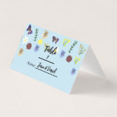 Elegant Boho Wildblume Blue Platzkarten (Rückseite)