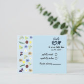 Elegant Boho Wildblume Blue RSVP Card (Stehend Vorderseite)
