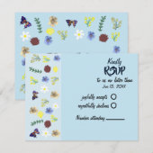 Elegant Boho Wildblume Blue RSVP Card Karte (Vorne/Hinten)