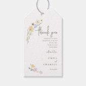 Elegant Boho Wildblume Botanische Script Hochzeit Geschenkanhänger (Vorderseite)