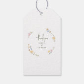 Elegant Boho Wildblume Botanische Script Hochzeit Geschenkanhänger (Rückseite)