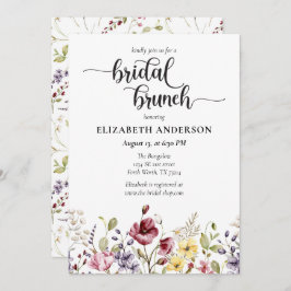 Elegant Boho Wildblume Brautparty Brunch Einladung