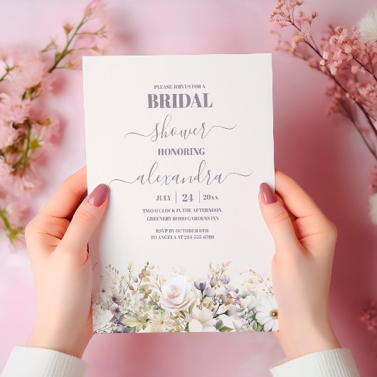 Elegant Boho Wildblume Brautparty Einladung