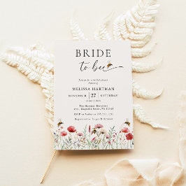 Elegant Boho Wildblume Bride to Bee Brautparty Einladung