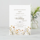 Elegant Boho Wildblume Calligraphy Wedding Einladung (Stehend Vorderseite)