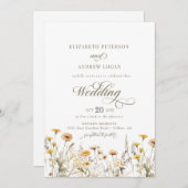 Elegant Boho Wildblume Calligraphy Wedding Einladung (Vorne/Hinten)