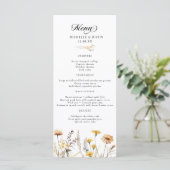 Elegant Boho Wildblume Calligraphy Wedding Menükarte (Stehend Vorderseite)