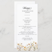 Elegant Boho Wildblume Calligraphy Wedding Menükarte (Vorne/Hinten)