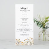 Elegant Boho Wildblume Calligraphy Wedding Menükarte (Stehend Vorderseite)