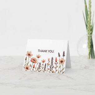 Elegant Boho Wildblume Dankeschön Card Dankeskarte