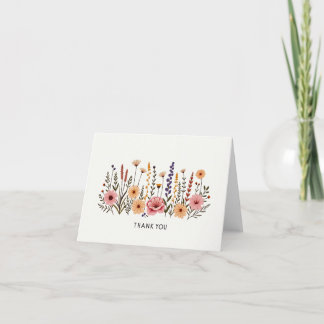 Elegant Boho Wildblume Dankeschön Card Dankeskarte