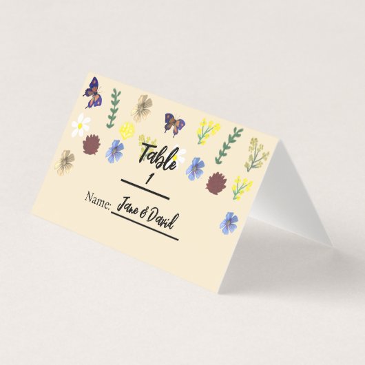 Elegant Boho Wildblume Eggshell Platzkarten (Vorderseite)