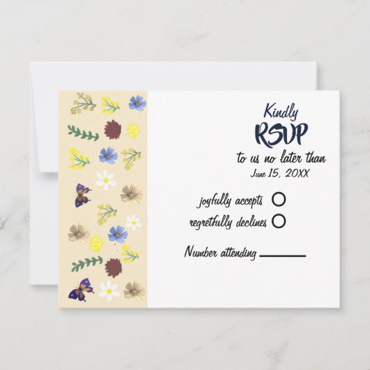 Elegant Boho Wildblume Eggshell RSVP Card Karte (Vorderseite)