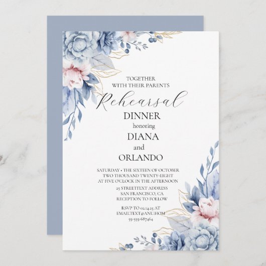 Elegant Boho Wildblume Einladung (Vorne/Hinten)