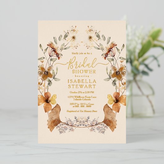 Elegant Boho Wildblume Elegantes Brautparty Folieneinladung (Stehend vorne)