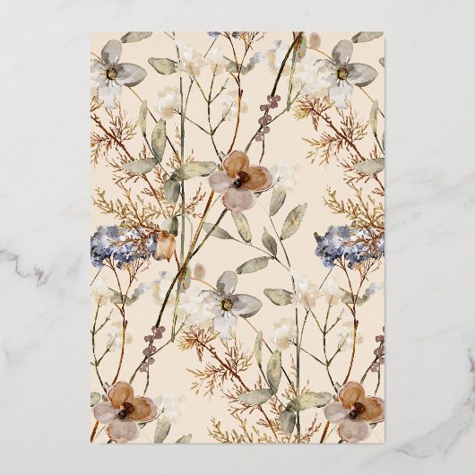 Elegant Boho Wildblume Elegantes Brautparty Folieneinladung (Rückseite)