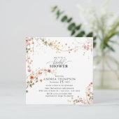 Elegant Boho Wildblume Floral Brautparty Einladung (Stehend Vorderseite)