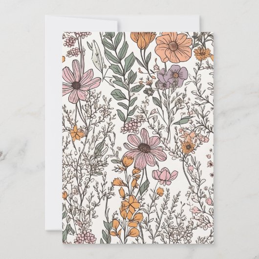 Elegant Boho Wildblume Floral Brautparty Einladung (Rückseite)