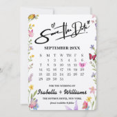 Elegant Boho Wildblume Floral Butterflies Hochzeit Save The Date (Vorderseite)