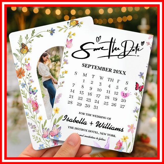 Elegant Boho Wildblume Floral Butterflies Hochzeit Save The Date