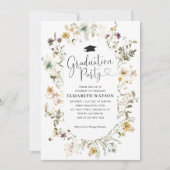 Elegant Boho Wildblume Floral Graduation Party Einladung (Vorderseite)