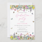 Elegant Boho Wildblume Floral Graduation Party Einladung (Vorderseite)