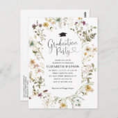 Elegant Boho Wildblume Floral Graduation Party Postkarte (Vorne/Hinten)