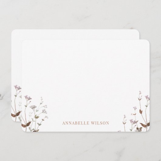 Elegant Boho Wildblume Floral Personalisiert Mitteilungskarte (Vorne/Hinten)