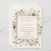 Elegant Boho Wildblume Floral Wedding Einladung (Vorderseite)