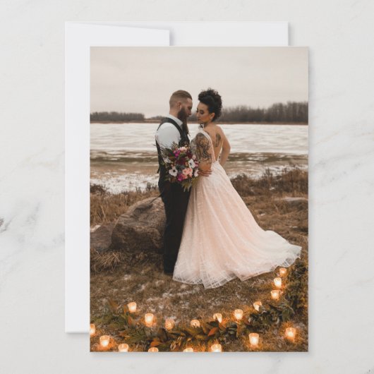 Elegant Boho Wildblume Foto Lässig Wedding Einladung (Rückseite)