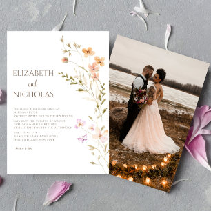 Elegant Boho Wildblume Foto Lässig Wedding Einladung
