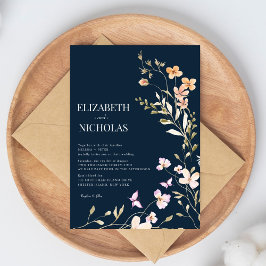 Elegant Boho Wildblume Foto Lässig Wedding Einladung