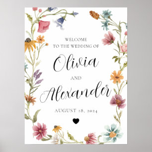 Elegant Boho Wildblume Garden Hochzeit Poster