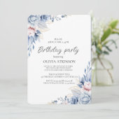 Elegant Boho Wildblume Geburtstagsparty Einladung (Stehend Vorderseite)