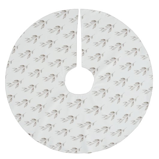 Elegant Boho Wildblume Grüne Blätter Polyester Weihnachtsbaumdecke (Vorderseite)