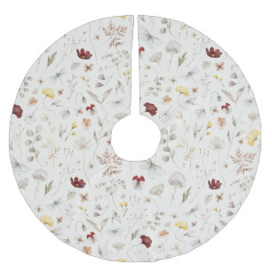 Elegant Boho Wildblume Grüne Blätter Polyester Weihnachtsbaumdecke