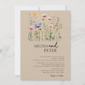 Elegant Boho Wildblume Hochzeit Einladung (Vorderseite)