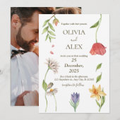 Elegant Boho Wildblume Hochzeit Einladung (Vorne/Hinten)