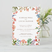 Elegant Boho Wildblume Hochzeit Einladung (Stehend Vorderseite)