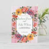 Elegant Boho Wildblume Hochzeit Einladung (Stehend Vorderseite)