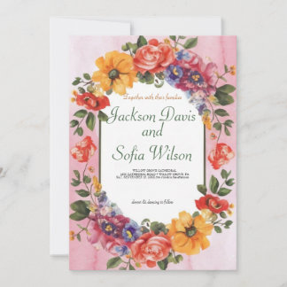 Elegant Boho Wildblume Hochzeit Einladung