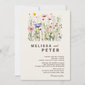 Elegant Boho Wildblume Hochzeit Einladung (Vorderseite)