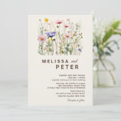Elegant Boho Wildblume Hochzeit Einladung (Stehend Vorderseite)