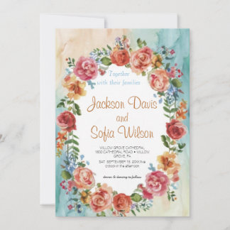 Elegant Boho Wildblume Hochzeit Einladung