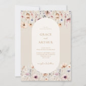Elegant Boho Wildblume Hochzeit Einladung (Vorderseite)