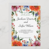 Elegant Boho Wildblume Hochzeit Einladung (Vorne/Hinten)