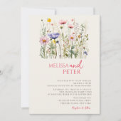 Elegant Boho Wildblume Hochzeit Einladung (Vorderseite)
