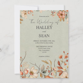 Elegant Boho Wildblume Hochzeit Einladung