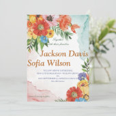 Elegant Boho Wildblume Hochzeit Einladung (Stehend Vorderseite)